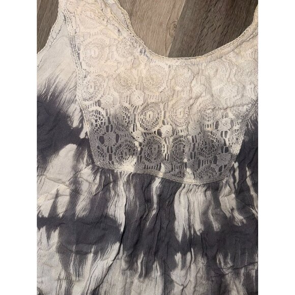 Tie-Dye Sleeveless Blouse With Lace Detail Size 1X 100% Cotton - Picture 3 of 5